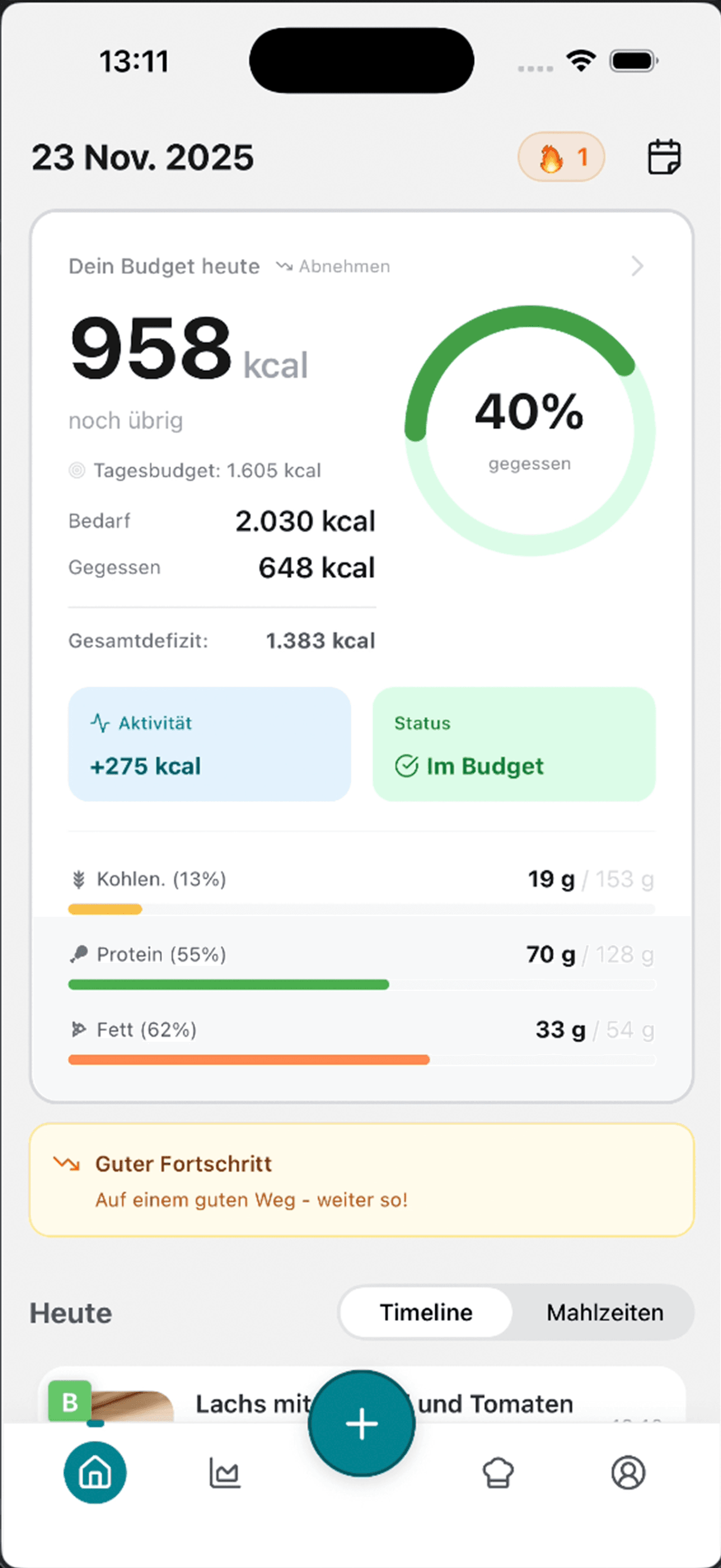 KI-generiertes Rezept mit Schritt-für-Schritt Kochanleitung und Nährwertinformationen in der Yammmi App